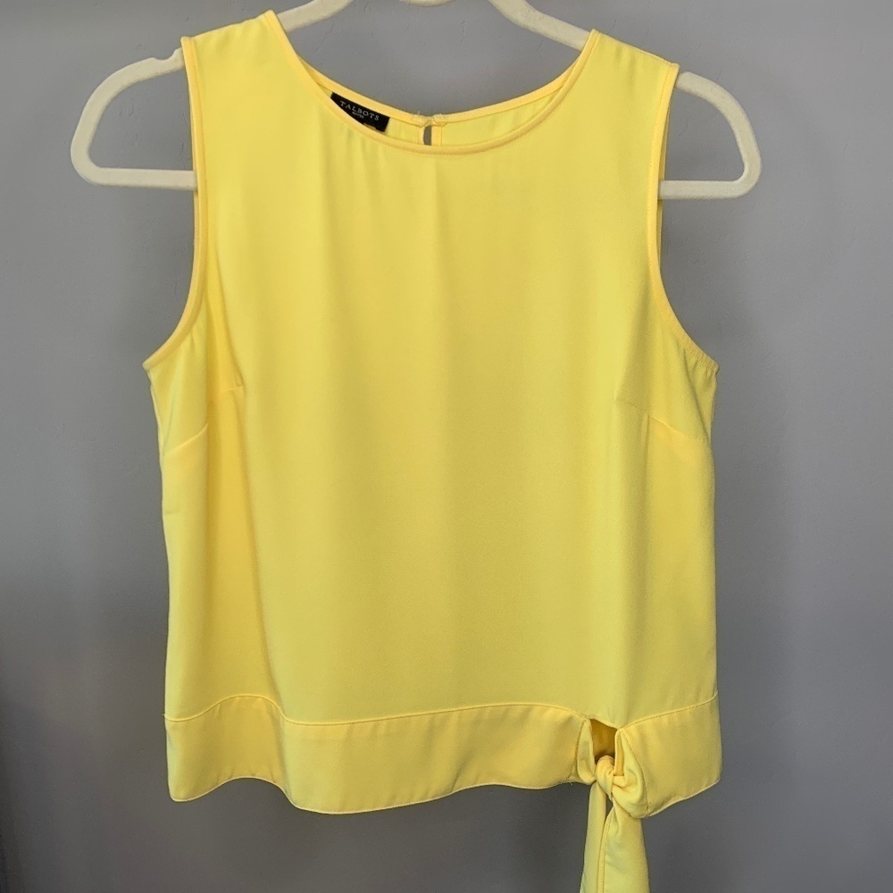 Talbots Yellow Sleeveless Blouse With Side Tie Petite Size 4